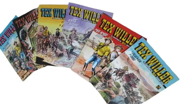 Lote c/ 06 gibi revista tex willer quando jovem