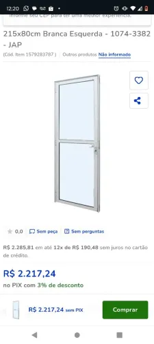 Porta de blindex e aço em perfeito estado já com o marco pra hoje