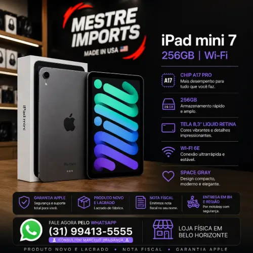 iPad mini 7 256GB Wi-Fi Space Gray Novo Lacrado