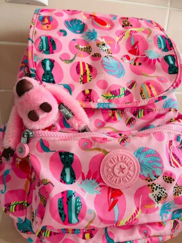 Kit mochila + estojo Kipling Safári rosa