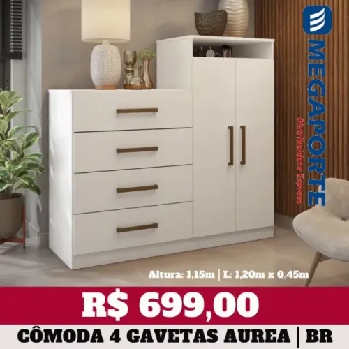 Cômoda 4 Gavetas 2 Portas (Novo) Entrega Grátis!