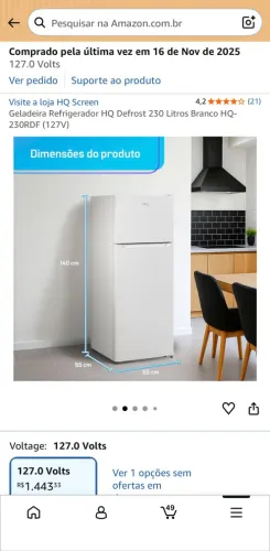 GELADEIRA HQ 230L 110V (NOVA)