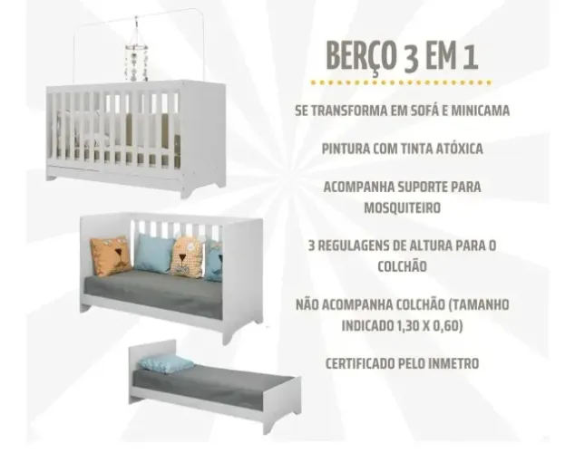 Berço 3 em 1 Novo na embalagem aínda