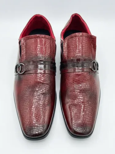 Sapato Social Masculino Verniz Croco Vinho Fivela Tamanho 44