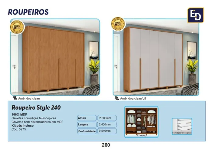 Roupeiro Style 100%MDF-R$ 2.100