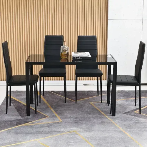 Conjunto De Jantar Preto 1+4 Cadeiras Bazar - Just Home Collection