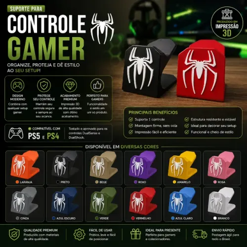 Suporte para controle spiderman xbox ps5 ps4