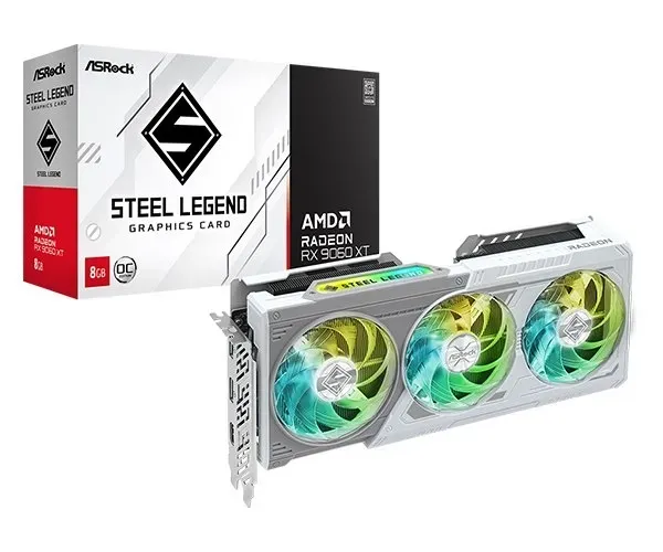 Placa de Vídeo RX 9060 XT 8GB GDDR6 ASRock Steel Legend OC Branca