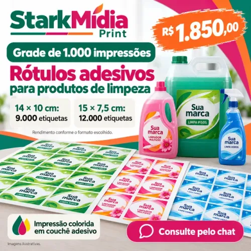 Rótulos Adesivos para Produtos de Limpeza - Grade de 1.000 Impressões