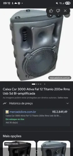 Caixa de som CRS 3000 Ativa Fal 12 Titânio 200w USB Sd Bi-amplificada