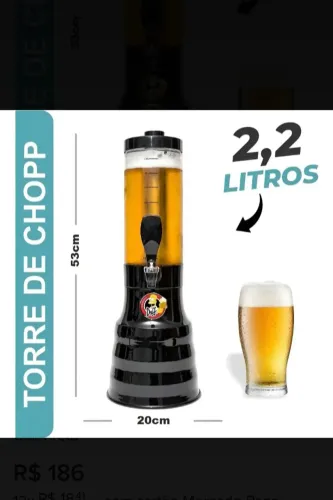 Torre de Chopp 2,2 Litros Giratória com Alça 