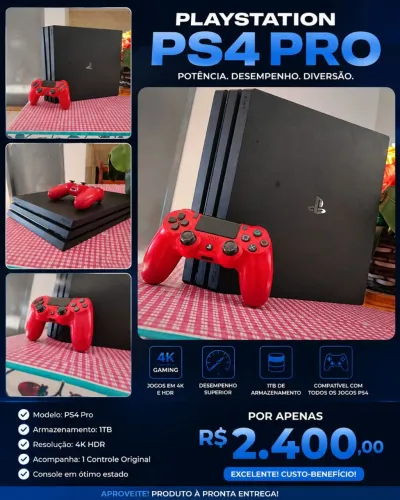 Vendo ps4 pro 1tb com controle original, vários jogos 