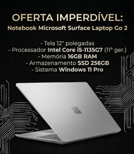 Notebook Microsoft Surface Laptop Go 2 i5 1135G7 16GB 256GB - Seminovo em Excelente Estado