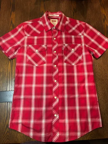 Camisa Levi?s Original Masculina Xadrez Vermelha - Tamanho P