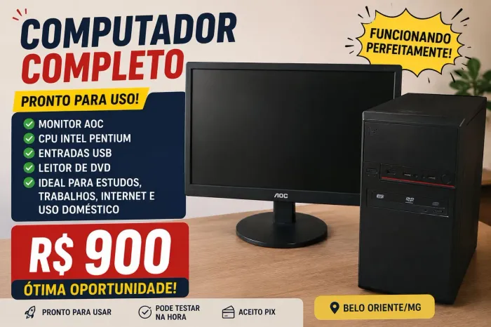 Computador Completo AOC + CPU Intel - R$900