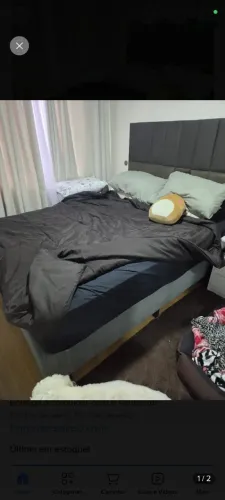 Cama Box Casal Queen Cinza Premium Com 1 Ano E Meio De Uso Cinza (Usado)