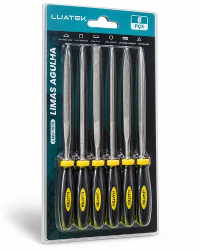 Kit 6 Limas Agulha Luatek LWJ-1976 Aço Carbono 150mm para Metal Madeira Plástico