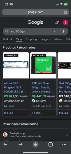 Memória SSD NVME ou M2 500GB