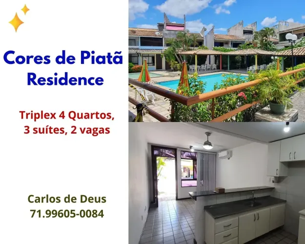 Cores de Piatã Residence, Triplex, 4 Quartos, 2 suítes,150 m², dependência, em Piatã