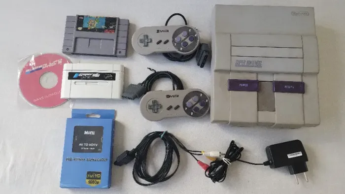Super Nintendo Playtronic (SNSM-001 BRA) + Super UFO Pro 8 + Conversor HDMI