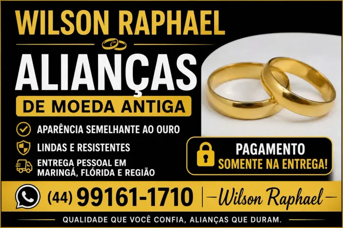 Alianças em moeda antiga 