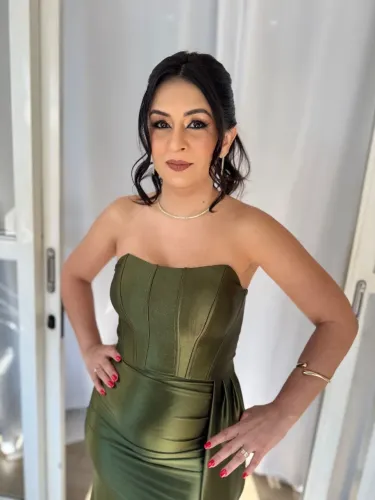 Vestido de festa Seminovo verde oliva