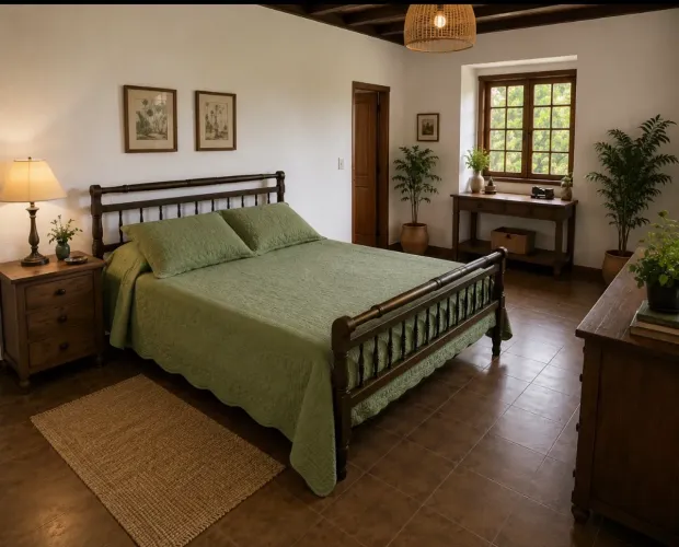Cama de casal de madeira antiga