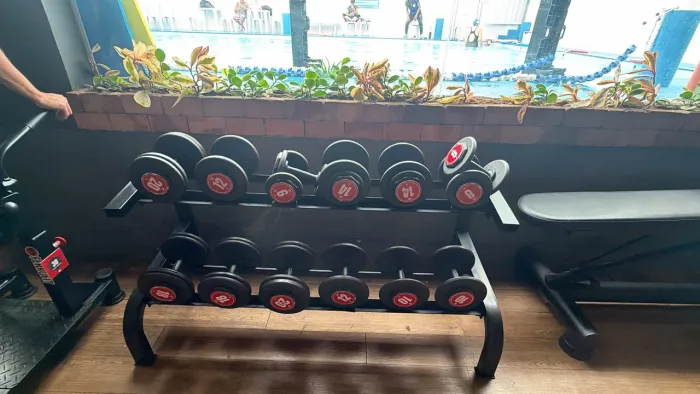 Estante dumbells halteres academia