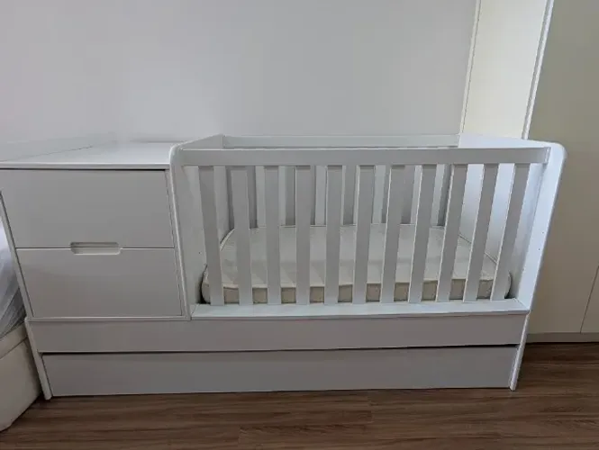 Berço Americano 4x1 Branco com Colchão