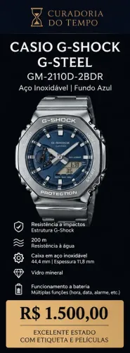 Casio G Shock G Steel GM 2110D 2BDR Azul Novo Completo