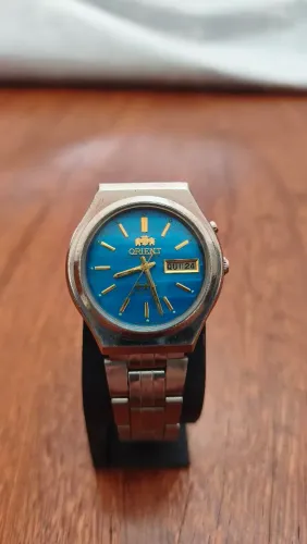 Relógio Orient Automático Vintage Azul Metálico - Persiana - Quadrado