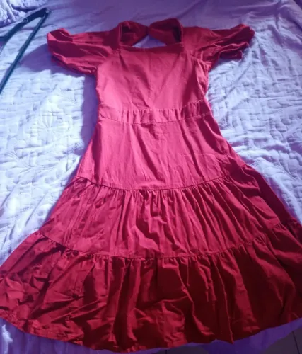 vestido feminino vermelho adolescente midi