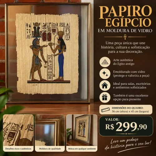 Papiro egípcio na moldura de vidro!
