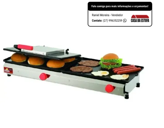 Chapa Sanduicheira Conjugada a Gás Progás 95cm PR950GN Style