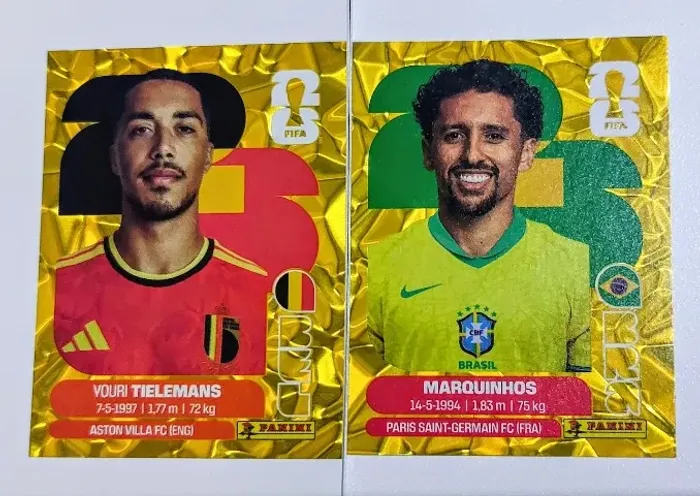 Figurinhas Gold Crumple FIFA World Cup 2026 Copa do Mundo Marquinhos Tielemans