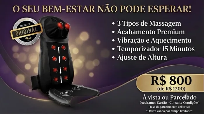 Assento Massageador Neck & Back Shiatsu Seat Plus