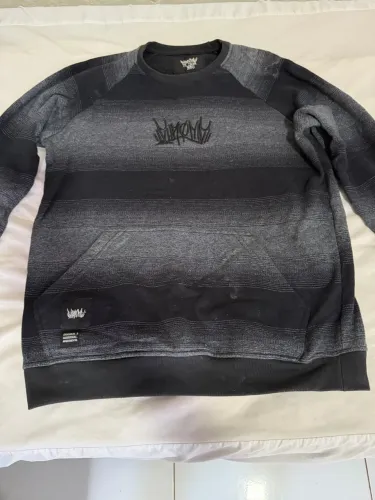 Moletom Cinza Listrado Marginal / Streetwear