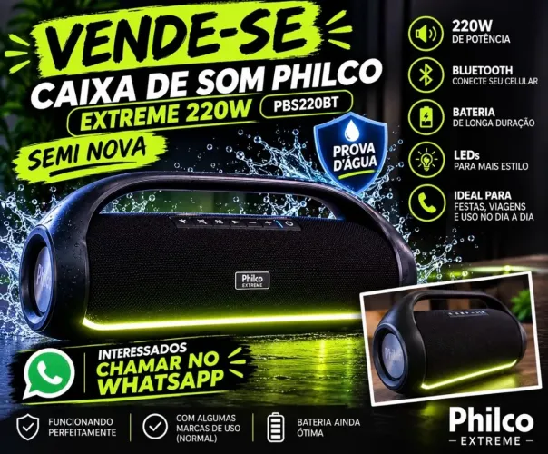 Caixa de som Philco seminova