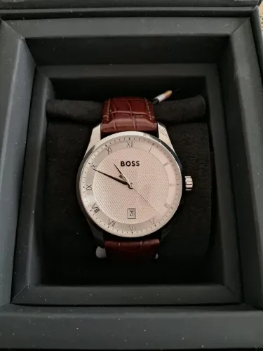Relógio Masculino Hugo Boss pulseira em couro na cor tabaco