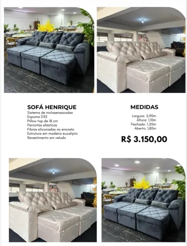 Sofá molas ensacadas - 3 lugares frete grátis Goiânia e região 