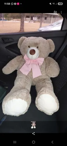Urso De Pelúcia  Grande 1 Metro Com Laço<br>Cor Avelä/rosa