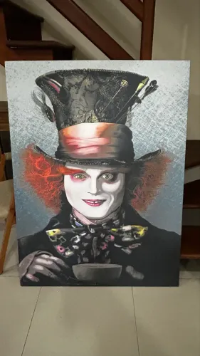 Quadro Chapeleiro Maluco - 1,00 x 1,35 m - Grande Decorativo