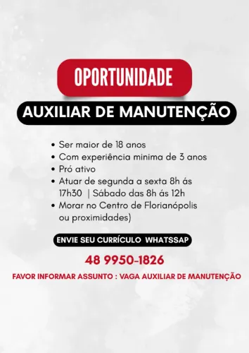 AULIXIAR DE MANUTENÇÃO - ZELADORIA