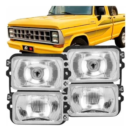 par de farol ford f 1000/f4000 ano 85 a 91 duplo vidro carcaça de verro