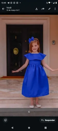 Vestido Alta costura, todo forrado em algodão. Tamanho 6. Acompanha Laço para o cabelo 