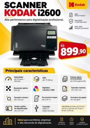Scaner kodak i2600 profissional