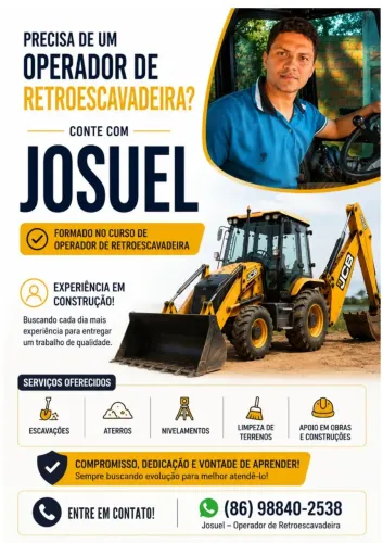 Operador de retroescavadeira.Habilitado categoria AD