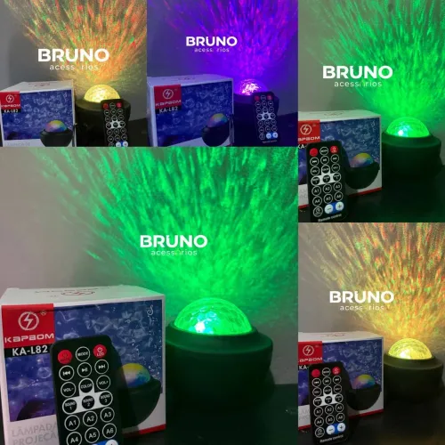 Lâmpada projetor galáxia led com caixa de som Bluetooth integrada