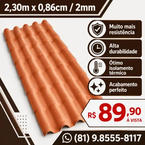 Telha PVC Colonial Cerâmica (2,30m x 0,86cm / 2mm)