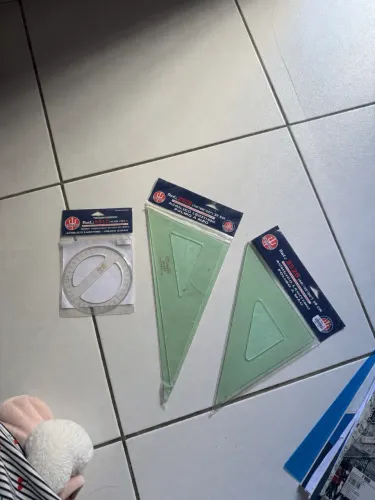 Conjunto de esquadros e transferidor TRIDENT 